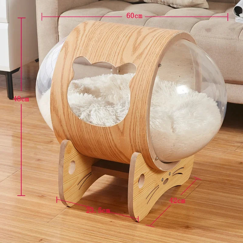Arbre à Chat Design Bois & Sisal avec Dôme Observatoire