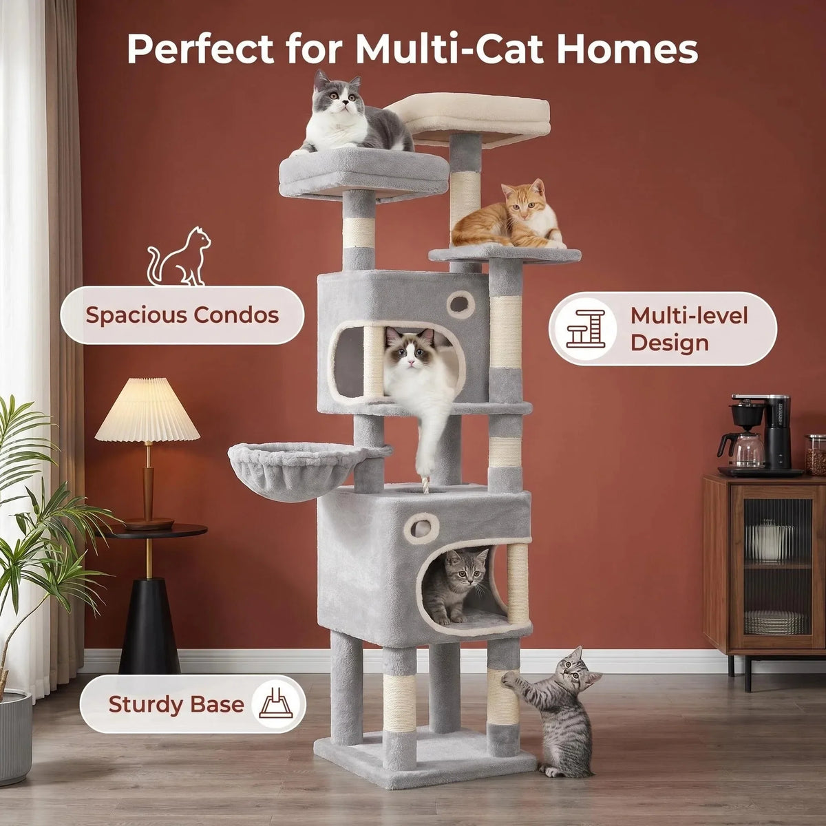 La Tour Nuage : Arbre à Chat XXL 7 Niveaux pour Plusieurs Félins
