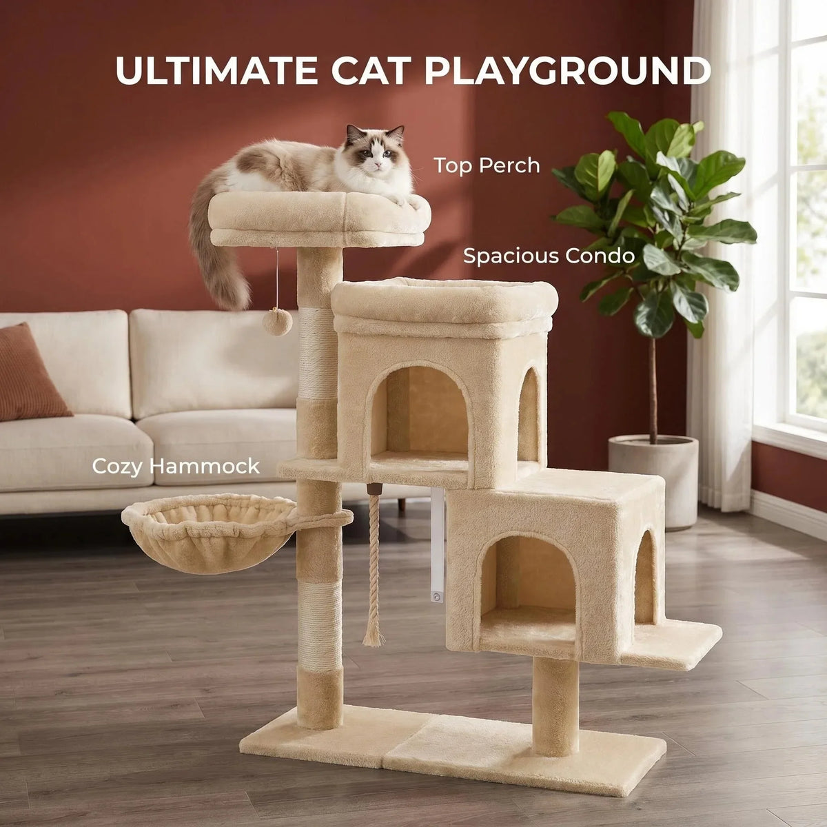 Arbre à Chat Modulable "Le Coin Beige" 95cm