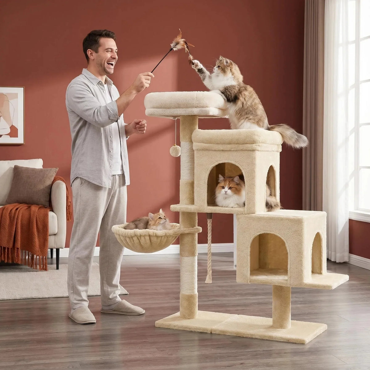 Arbre à Chat Modulable "Le Coin Beige" 95cm