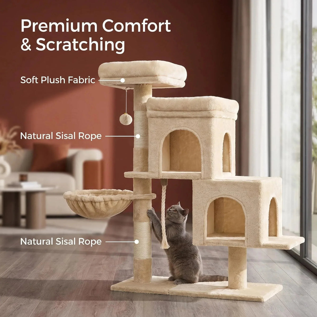 Arbre à Chat Modulable "Le Coin Beige" 95cm