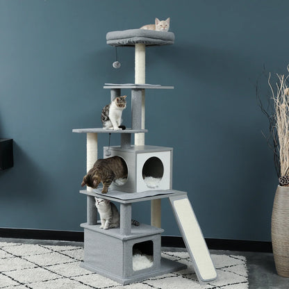 Arbre à Chat Multifonction Gris Clair