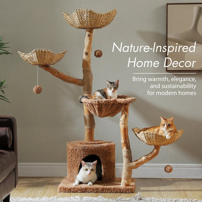 Arbre à Chat Design "Le Jardin Suspendu" 150cm Bois Massif