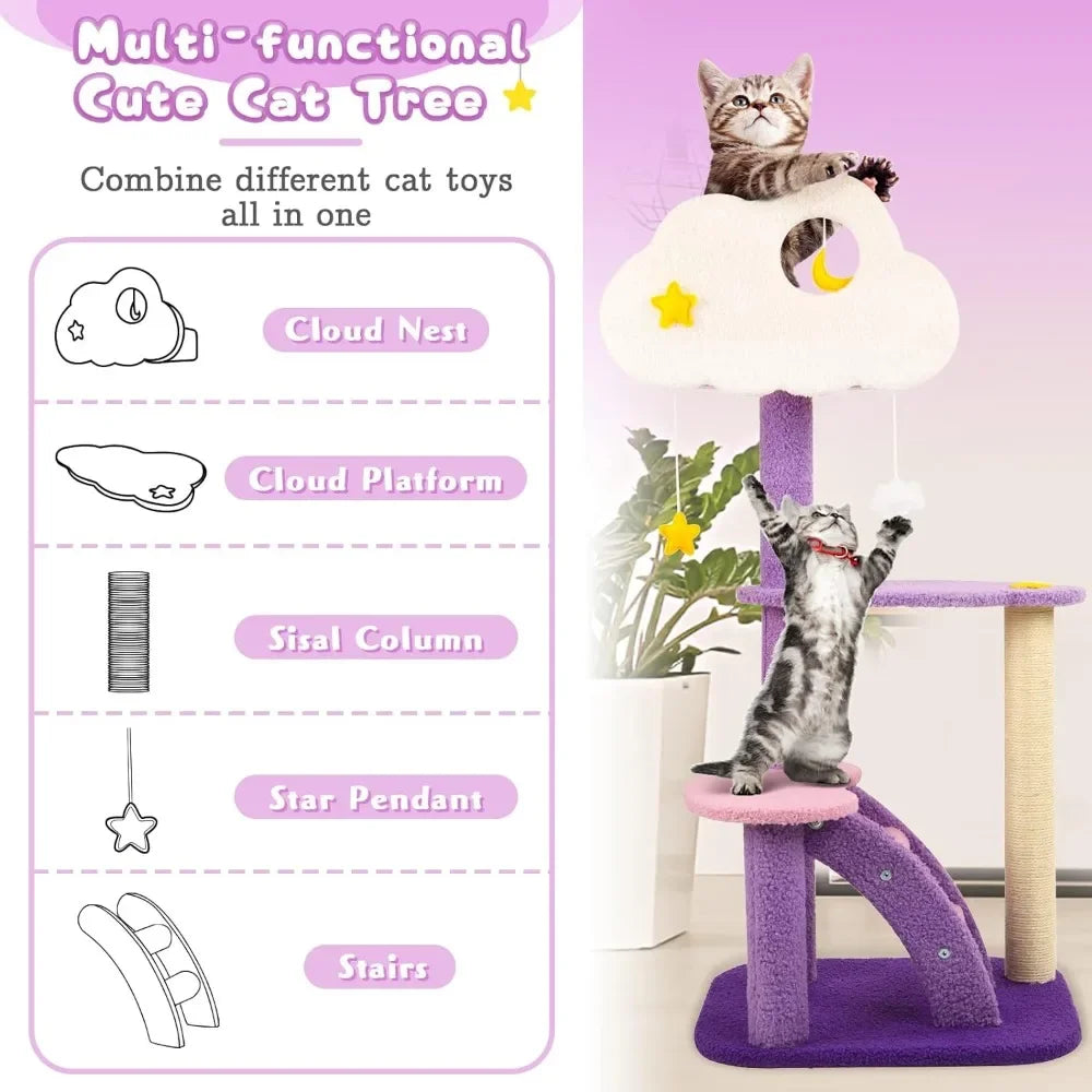 Arbre à Chat Nuage Minouland : Jeu et Douceur Pastel
