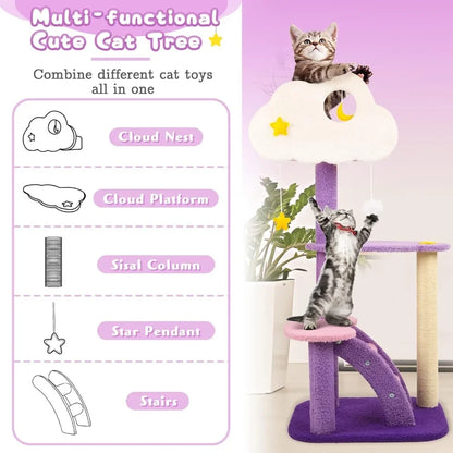 Arbre à Chat Nuage Minouland : Jeu et Douceur Pastel