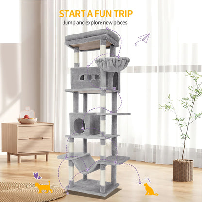 Arbre à Chat Ultime 210cm Gris - La Grande Échappée