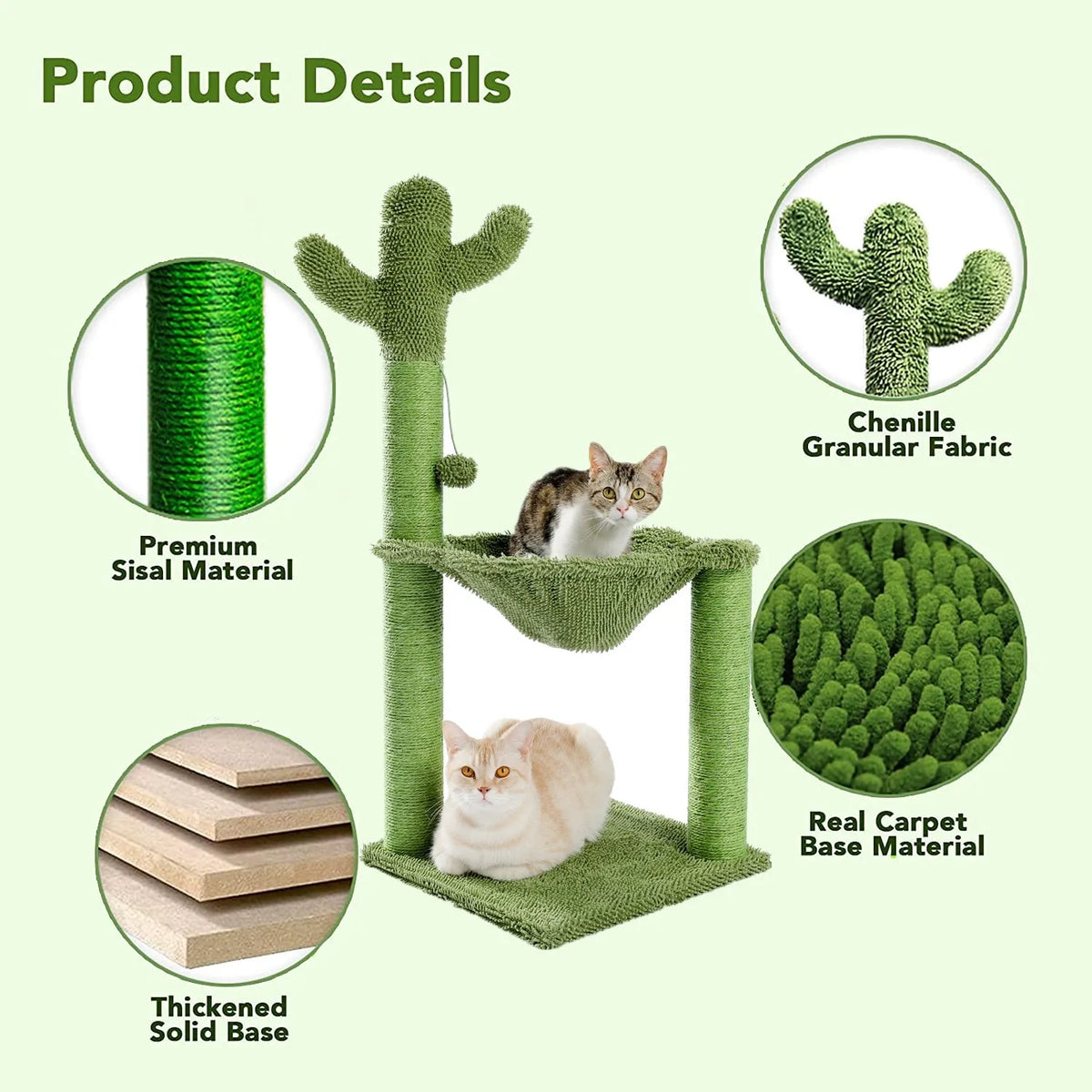 Arbre à Chat Cactus "Cactou" - Jeu & Repos Compact