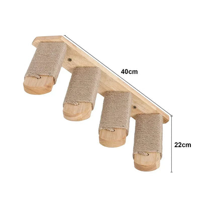 Pont Suspendu Chat CatVenture - Bois Naturel Mural