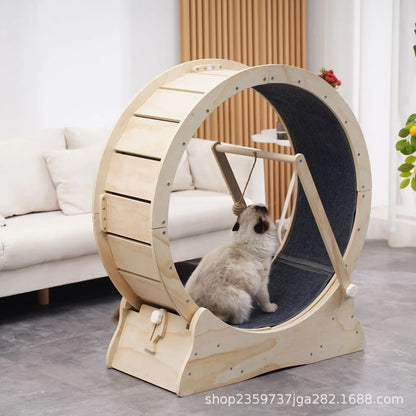 Roue de Course Silencieuse en Bois pour Chat