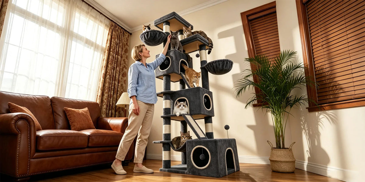 Arbre à Chat XXL Le Grand Castel Gris pour Grands Félins