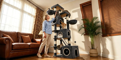 Arbre à Chat XXL Le Grand Castel Gris pour Grands Félins