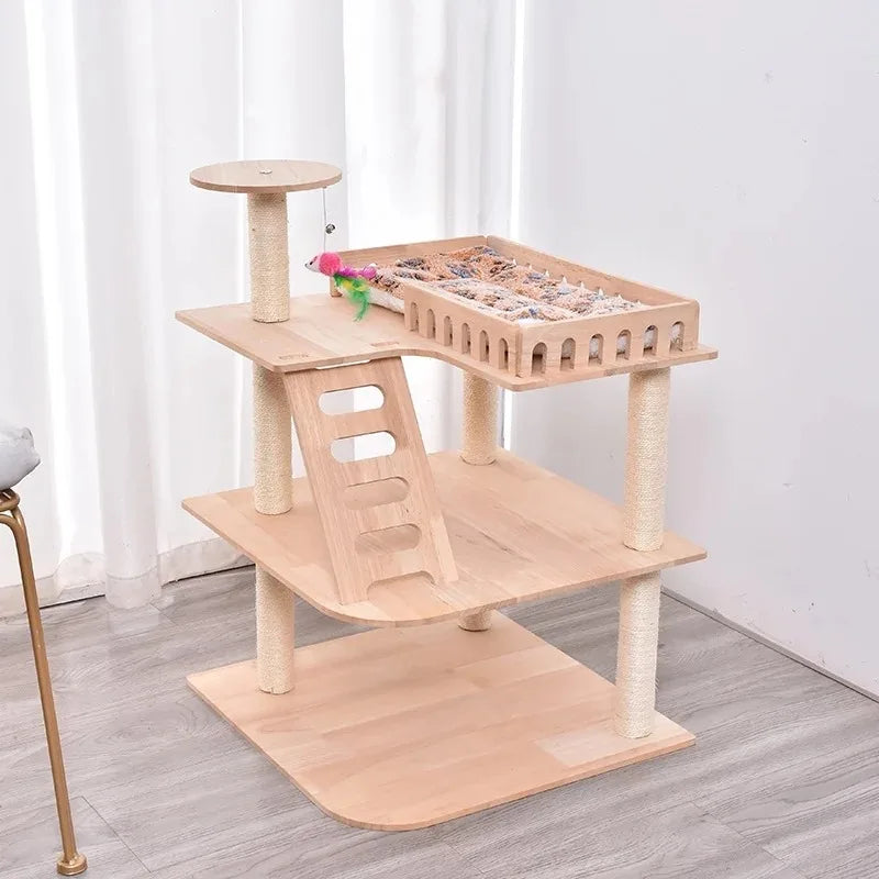 Arbre à Chat WoodlandPaws Bois Naturel Design