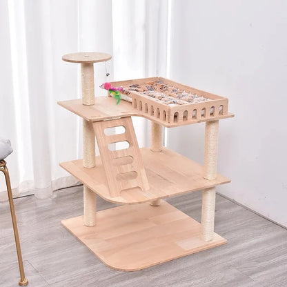 Arbre à Chat WoodlandPaws Bois Naturel Design
