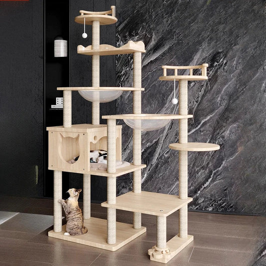 Arbre à Chat XXL Le Royaume Miaou Bois Blanc