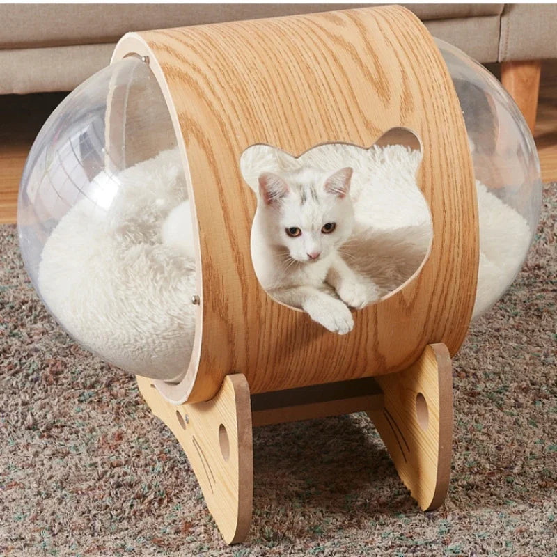 Arbre à Chat Design Bois & Sisal avec Dôme Observatoire