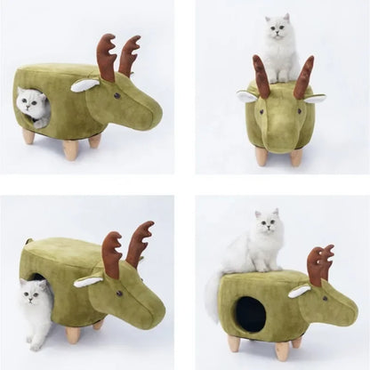 Arbre à Chat HippoHaven : Design Hippopotame & Tabouret Confortable