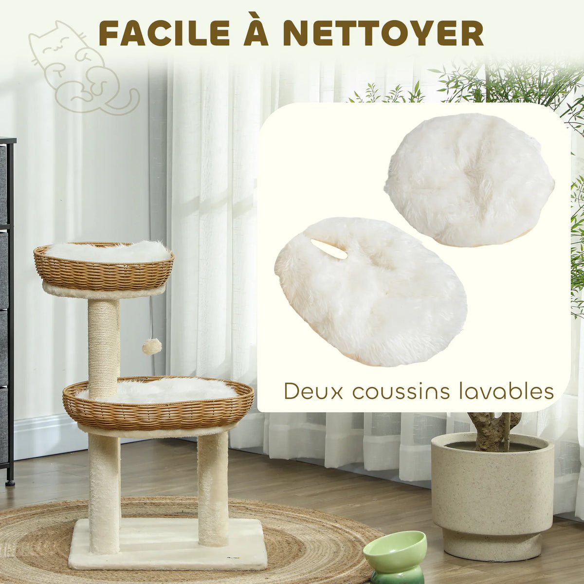 Arbre à Chat "Le Petit Osier" - Rotin & Sisal