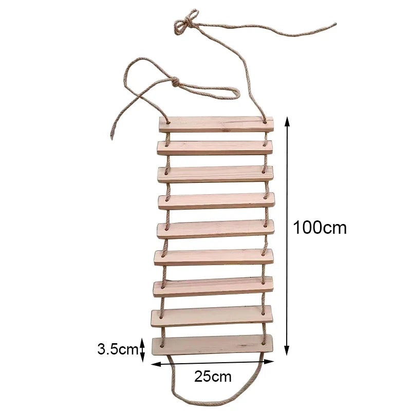 Pont Suspendu Mural Chat en Bois Naturel