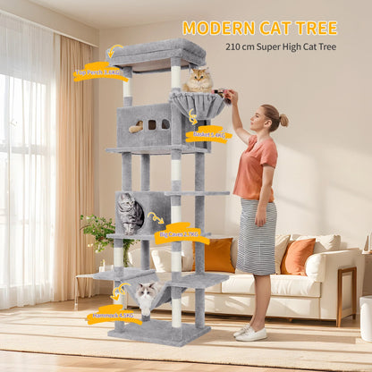 Arbre à Chat Ultime 210cm Gris - La Grande Échappée