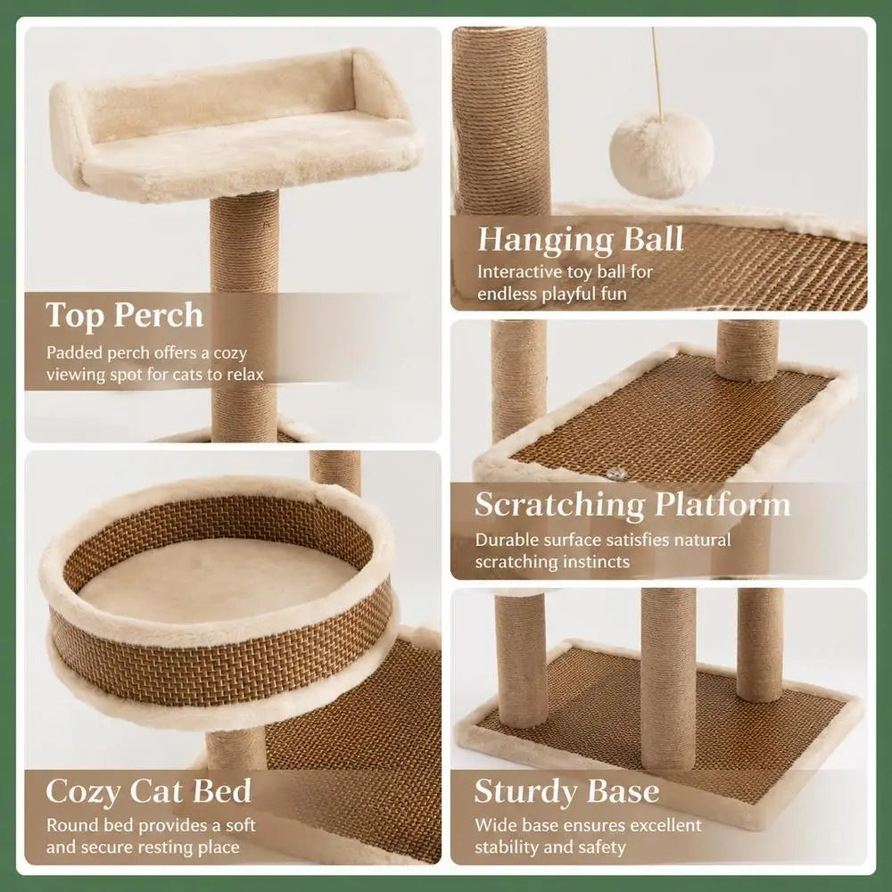 Arbre à Chat La Natte Tressée - Rotin & Chanvre Naturel