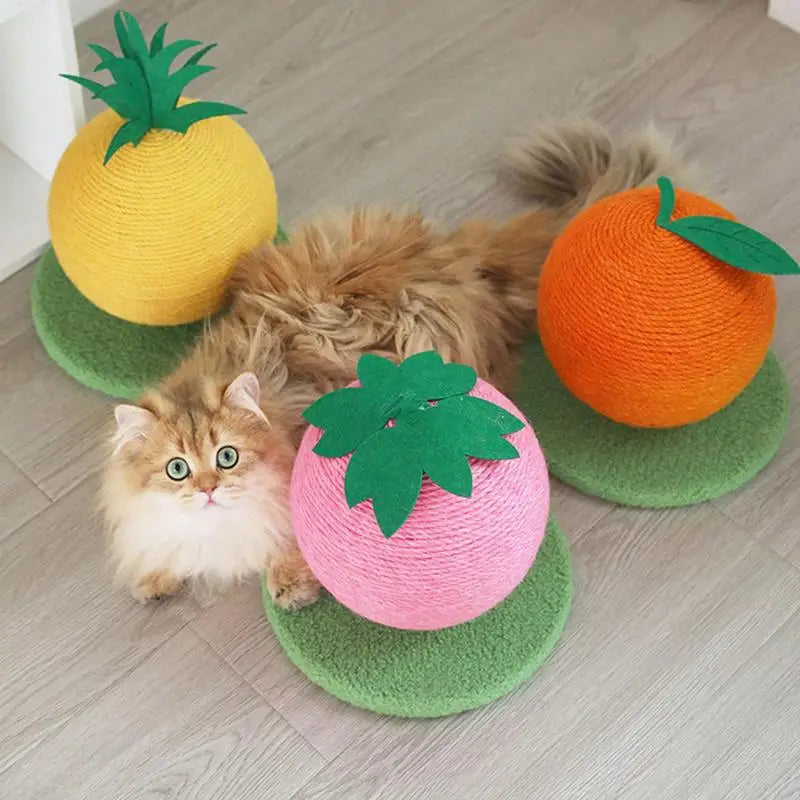 Boule à Chat Fruit Sisal - Jouet Griffoir Ludique