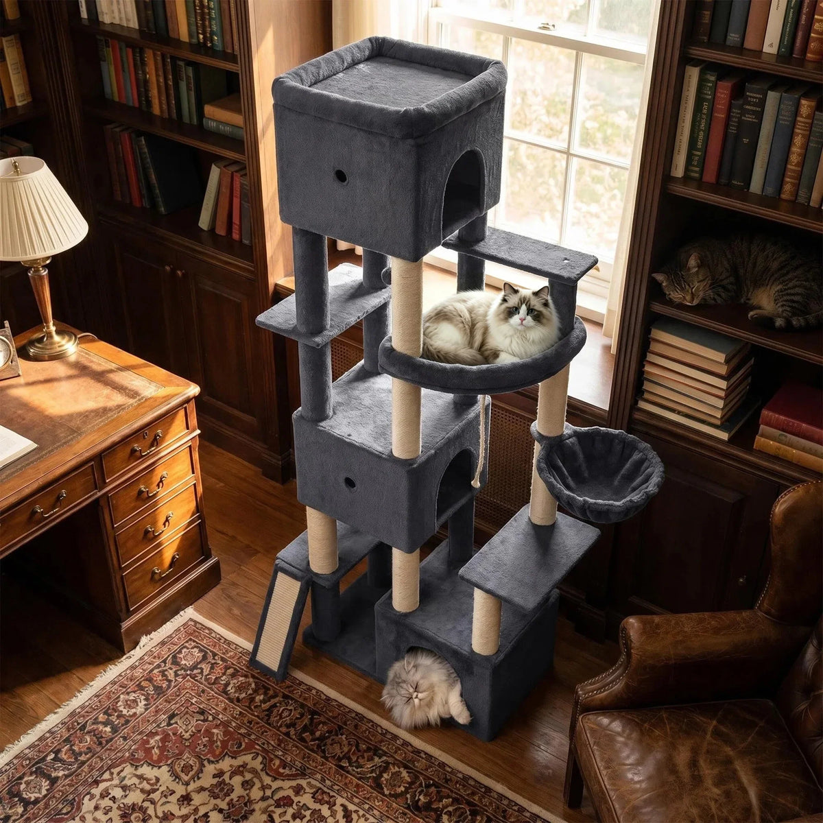 Arbre à Chat XXL Le Manoir Gris pour Grands Félins
