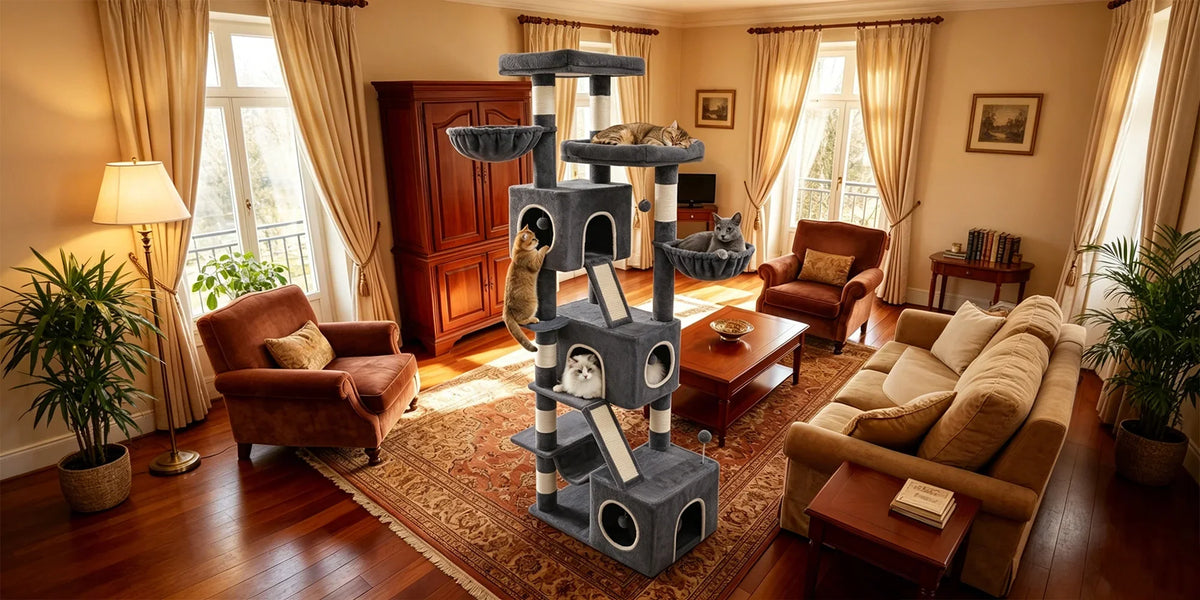 Arbre à Chat XXL Le Grand Castel Gris pour Grands Félins