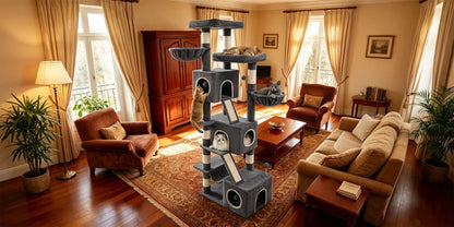 Arbre à Chat XXL Le Grand Castel Gris pour Grands Félins