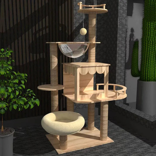 Arbre à Chat Design Luxe Bois & Sisal