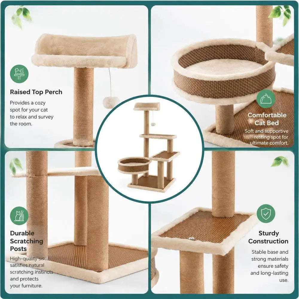 Arbre à Chat La Natte Tressée - Rotin & Chanvre Naturel