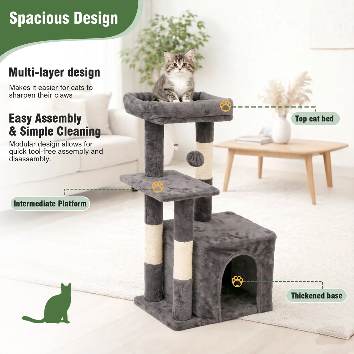 Arbre à Chat Petit Duplex Design Minimaliste