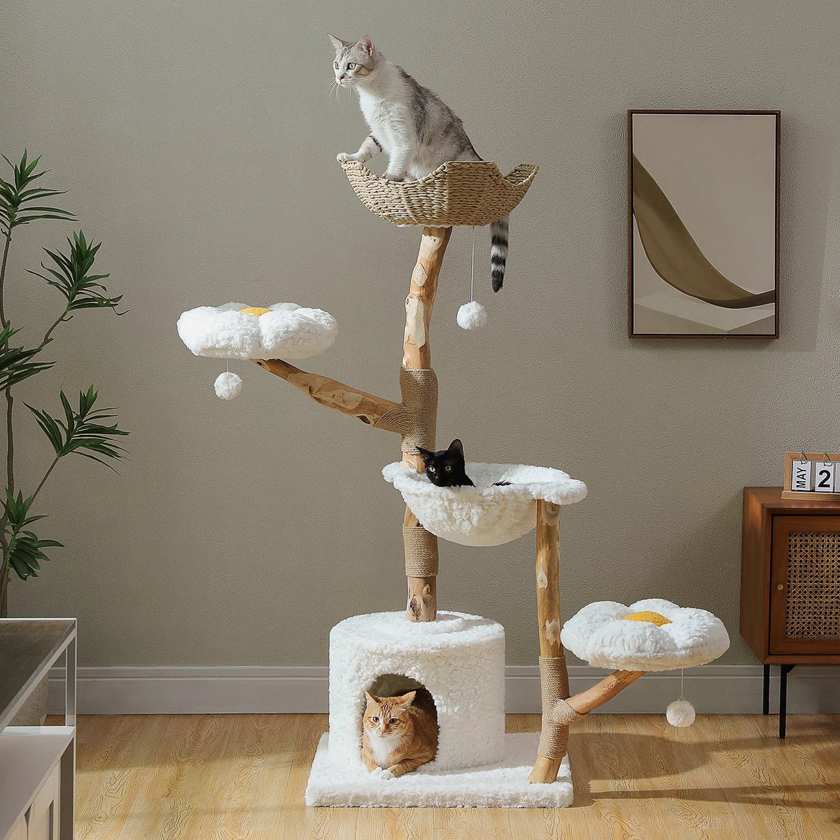 Arbre à Chat Design "Le Jardin Suspendu" 150cm Bois Massif