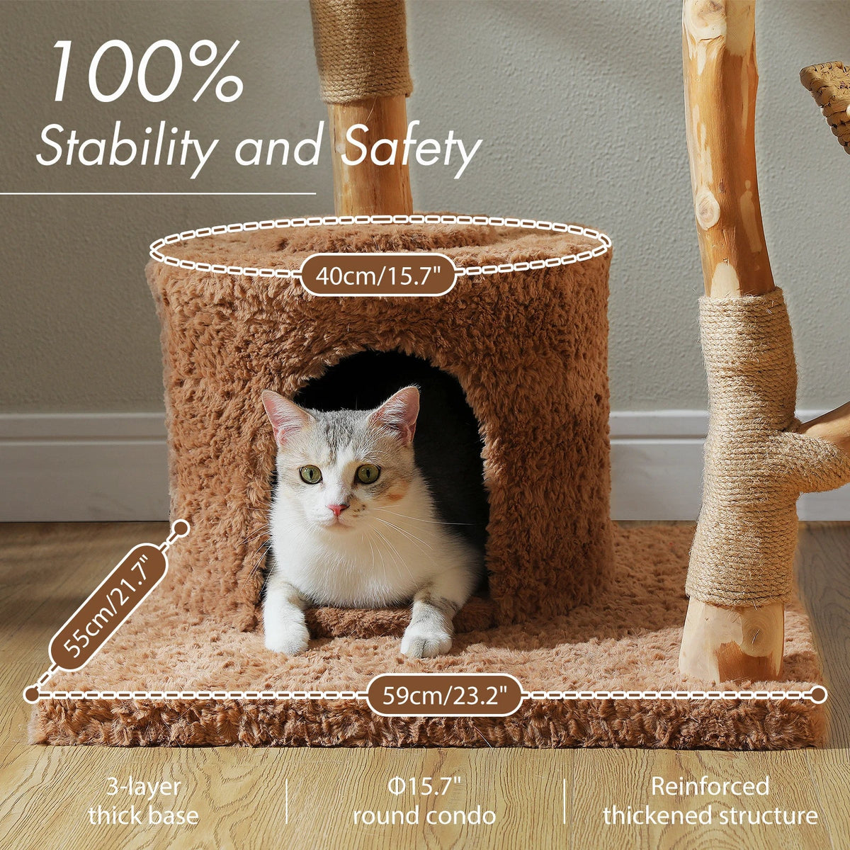 Arbre à Chat Design "Le Jardin Suspendu" 150cm Bois Massif
