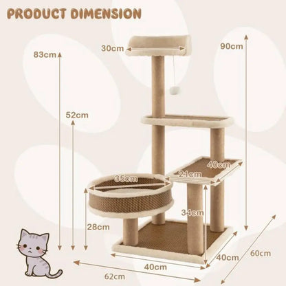 Arbre à Chat La Natte Tressée - Rotin & Chanvre Naturel