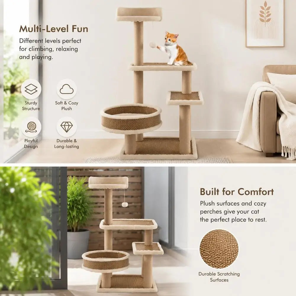 Arbre à Chat La Natte Tressée - Rotin & Chanvre Naturel