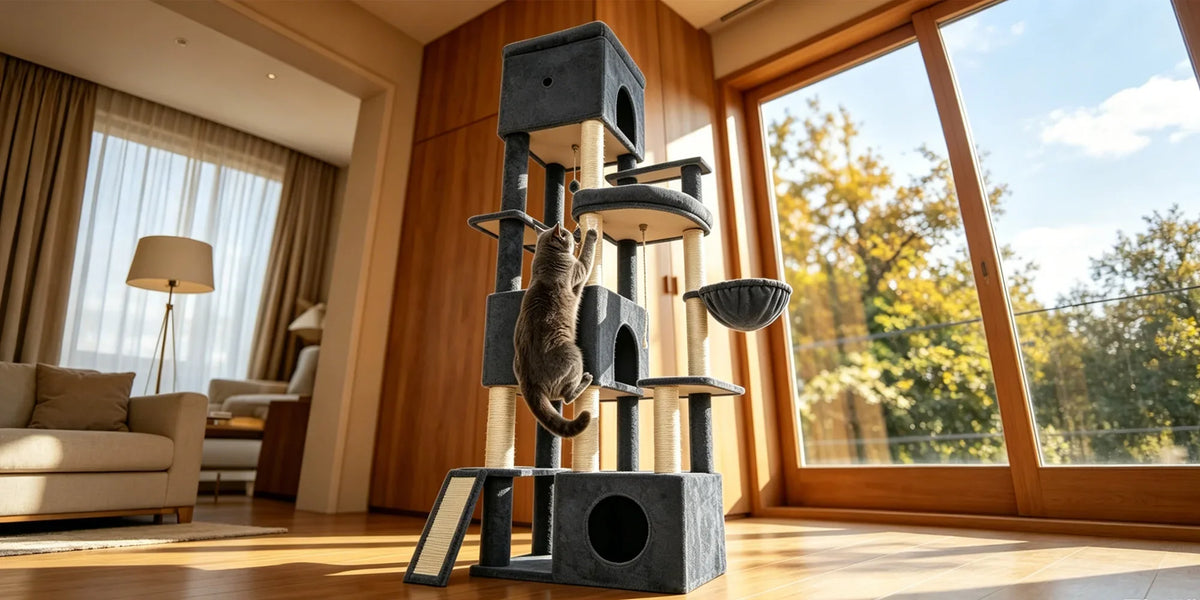 Arbre à Chat XXL Le Manoir Gris pour Grands Félins