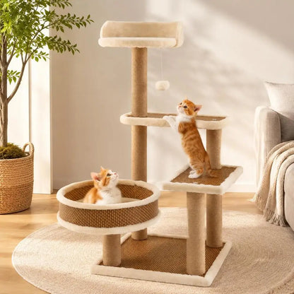Arbre à Chat La Natte Tressée - Rotin & Chanvre Naturel