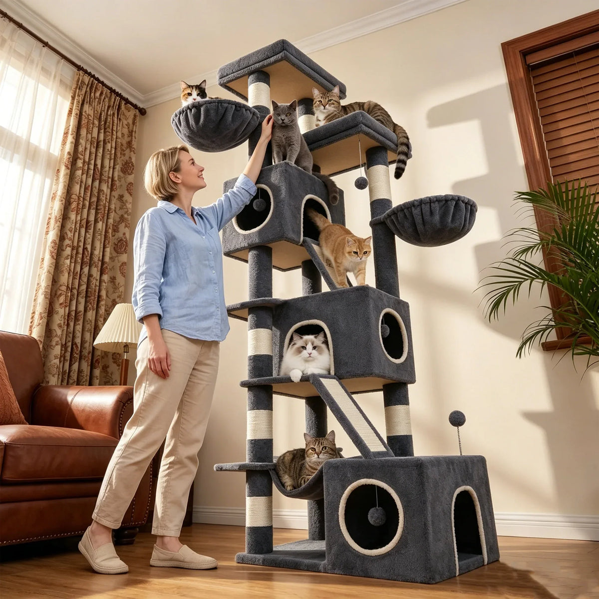 Arbre à Chat XXL Le Grand Castel Gris pour Grands Félins