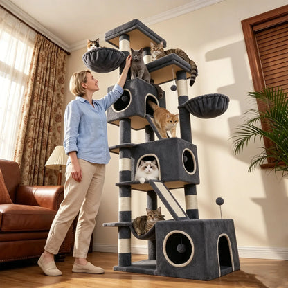 Arbre à Chat XXL Le Grand Castel Gris pour Grands Félins