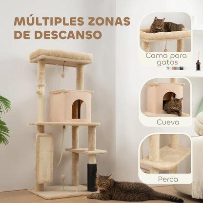 Arbre à Chat avec Brosse de Massage Intégrée - Beige