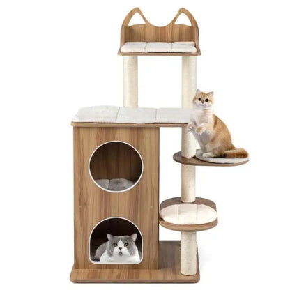 Arbre à Chat Bois Naturel 122cm - Design Moderne