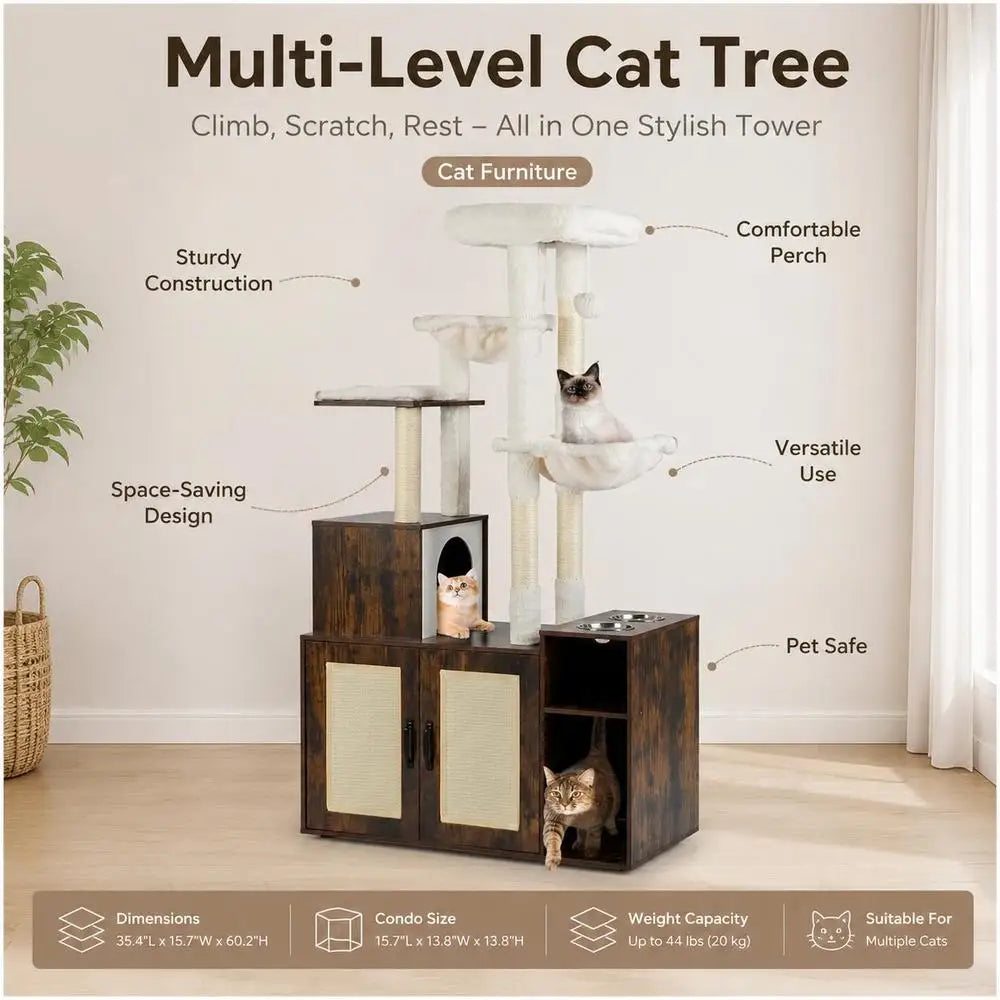 Meuble Arbre à Chat 3-en-1 "La Résidence Maline" Vert Kaki