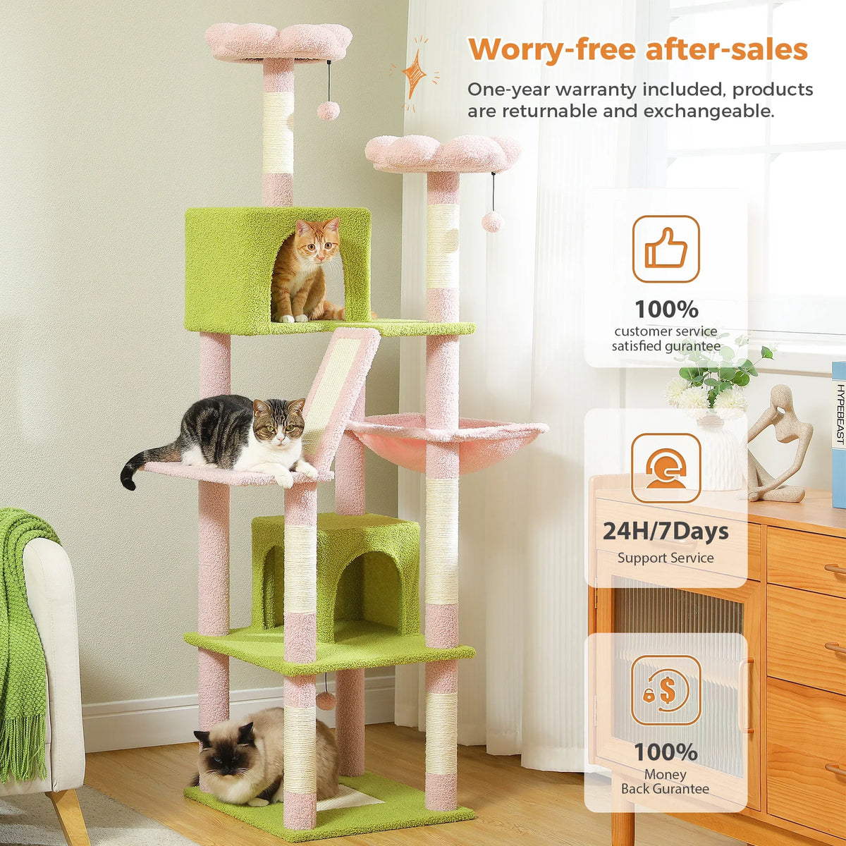 Arbre à Chat Jaune Chachou - Jeu & Détente Multi-niveaux