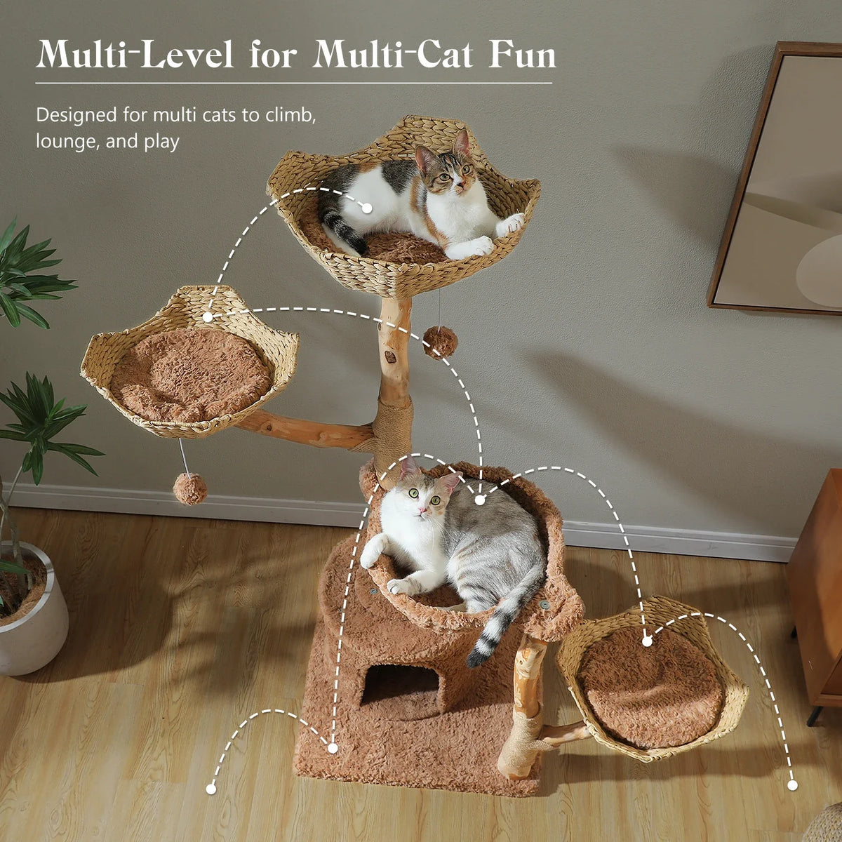 Arbre à Chat Design "Le Jardin Suspendu" 150cm Bois Massif