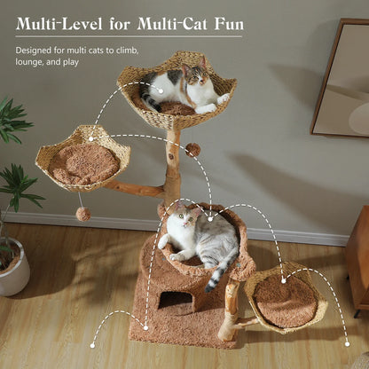 Arbre à Chat Design "Le Jardin Suspendu" 150cm Bois Massif