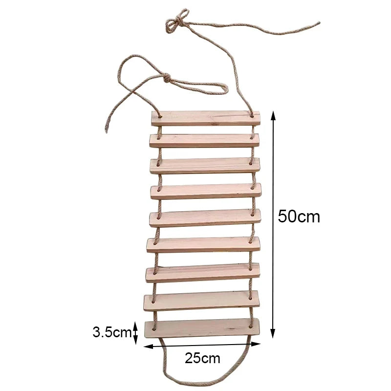 Pont Suspendu Mural Chat en Bois Naturel