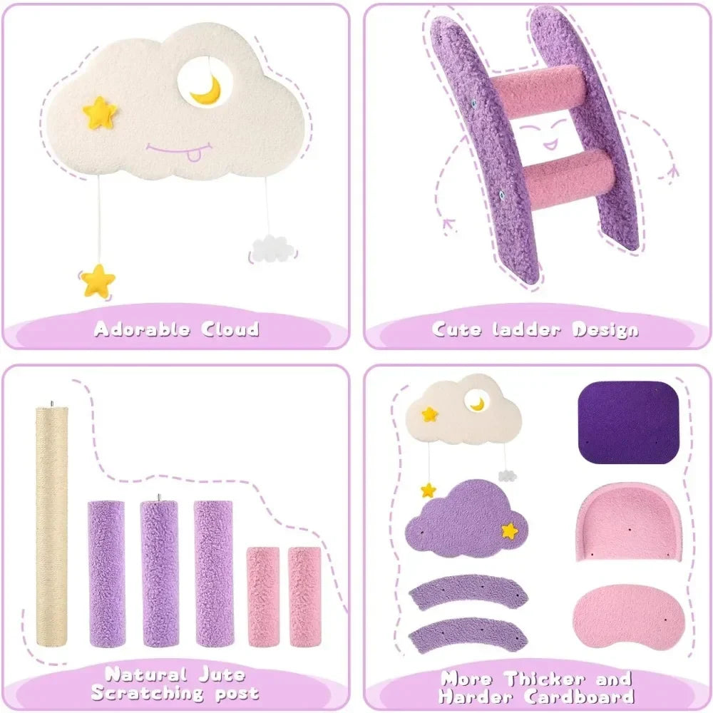 Arbre à Chat Nuage Minouland : Jeu et Douceur Pastel