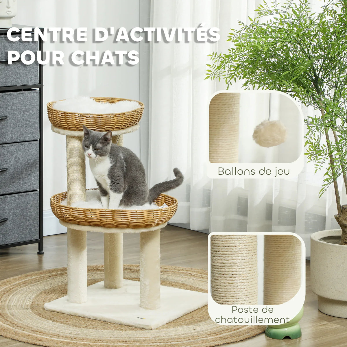 Arbre à Chat "Le Petit Osier" - Rotin & Sisal