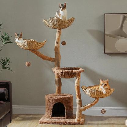 Arbre à Chat Design "Le Jardin Suspendu" 150cm Bois Massif