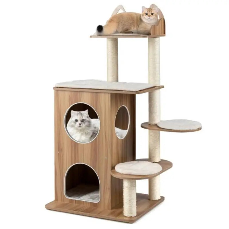 Arbre à Chat Bois Naturel 122cm - Design Moderne